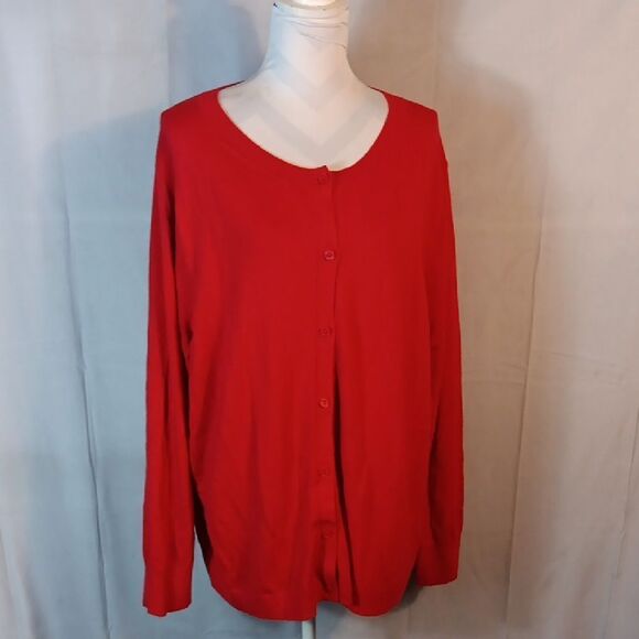 Loft Plus Red Button-Up Cardigan - Picture 1 of 8